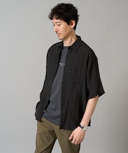 【接触冷感】ワッシャーシアーワイドシルエットシャツ