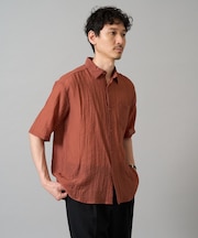 【接触冷感】ワッシャーシアーワイドシルエットシャツ