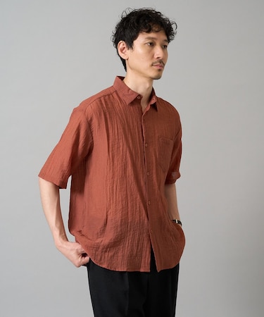 【接触冷感】ワッシャーシアーワイドシルエットシャツ