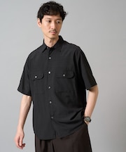【イージーケア/接触冷感/毛玉になりにくい】ライトウェイトメランジダブルポケットシャツ