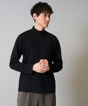 【イージーケア/毛玉になりにくい】ポンチモックネックカットソー【速乾/洗濯機で洗える】