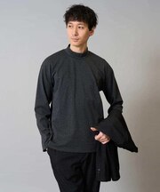 【イージーケア/毛玉になりにくい】ポンチモックネックカットソー【速乾/洗濯機で洗える】