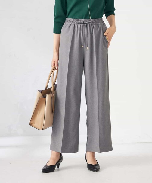 【洗える/イージーケア/ストレッチ/吸水速乾】美ラクるイージーワイドパンツ