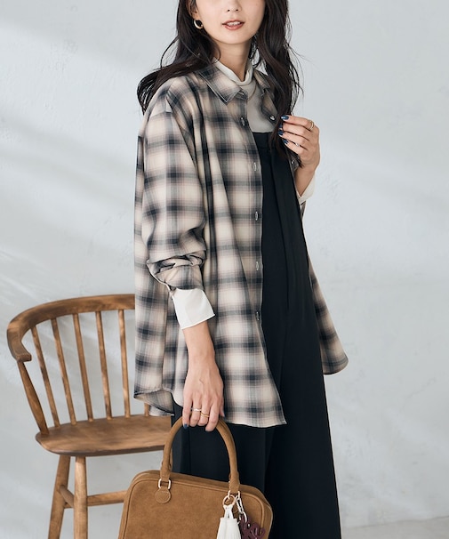 オンブレーチェックシャツ