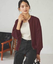 【さらさらタッチ】ミニブークレWジップカーディガン