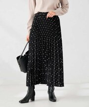 【洗える】ドットプリーツスカート