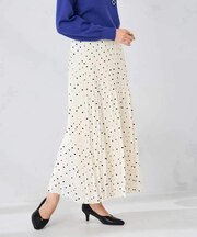 【洗える】ドットプリーツスカート