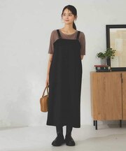 【洗える】Iラインサスペンダー付きジャンスカ