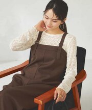 【洗える】Iラインサスペンダー付きジャンスカ