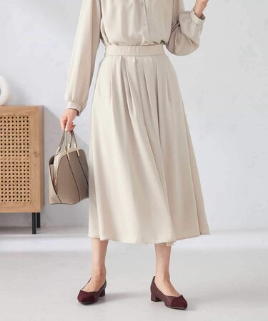 【洗える/セットアップ可】タックフレアスカート