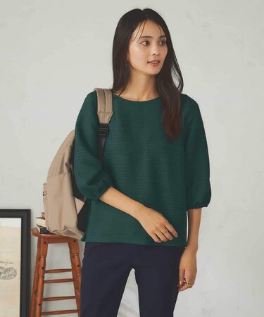 ピンタックボーダークロップドトップス