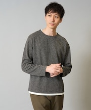 【イージーケア毛玉になりにくい】シャンブレーフェイクレイヤードカットソー【洗濯機で洗える】