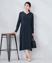 【洗える】ウエストタックワンピース