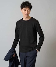 【イージーケア/洗濯機で洗える】幾何ジャカードクルーネックＴシャツ　〈ON/OFF SERIES〉