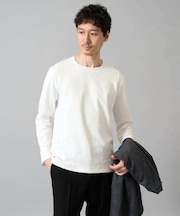 【イージーケア/洗濯機で洗える】幾何ジャカードクルーネックＴシャツ　〈ON/OFF SERIES〉