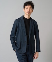 【イージーケア/ストレッチ】ツイルメランジプリントポンチジャケット【洗濯機で洗える】通勤/ビジネス〈ON/OFF SERIES〉