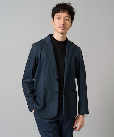 【イージーケア/ストレッチ】ツイルメランジプリントポンチジャケット【洗濯機で洗える】通勤/ビジネス〈ON/OFF SERIES〉