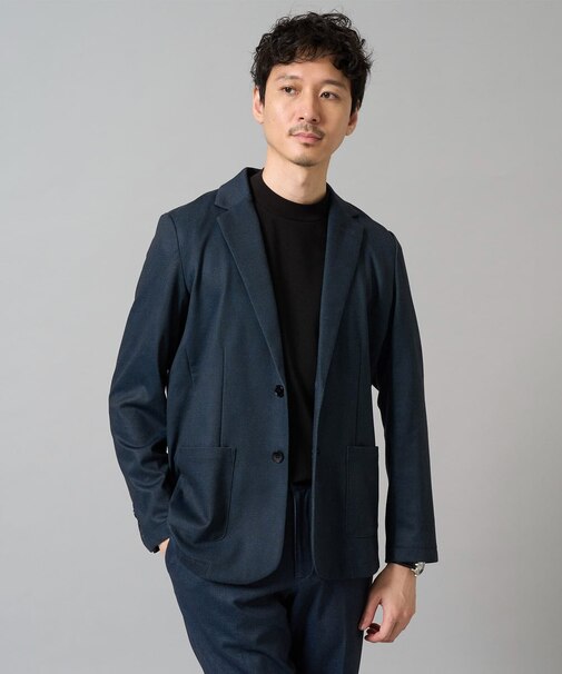【イージーケア/ストレッチ】ツイルメランジプリントポンチジャケット【洗濯機で洗える】通勤/ビジネス〈ON/OFF SERIES〉
