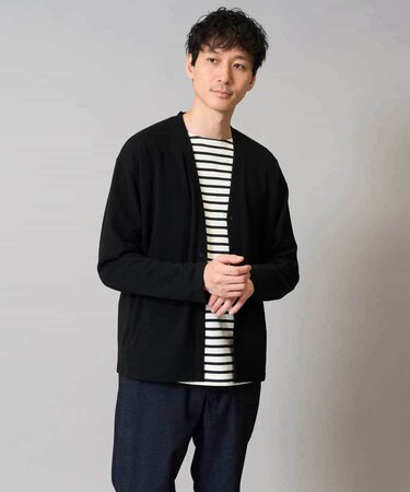 【イージーケア/ストレッチ】ガーターカーディガン【洗濯機で洗える】