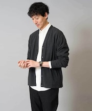 【イージーケア/ストレッチ】ガーターカーディガン【洗濯機で洗える】