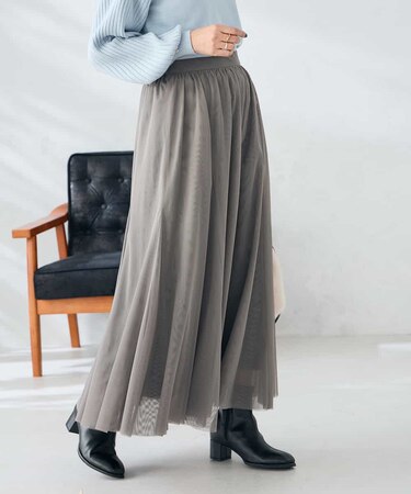 【洗える】チュールフレアスカート