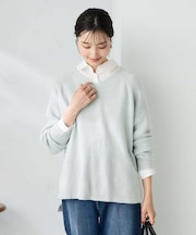 ラメVネックチュニックニット