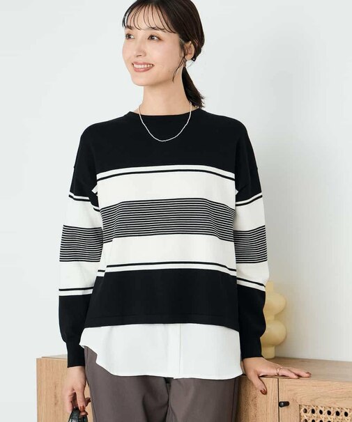【2点セット】クロップドニット＆ベーシックブラウス