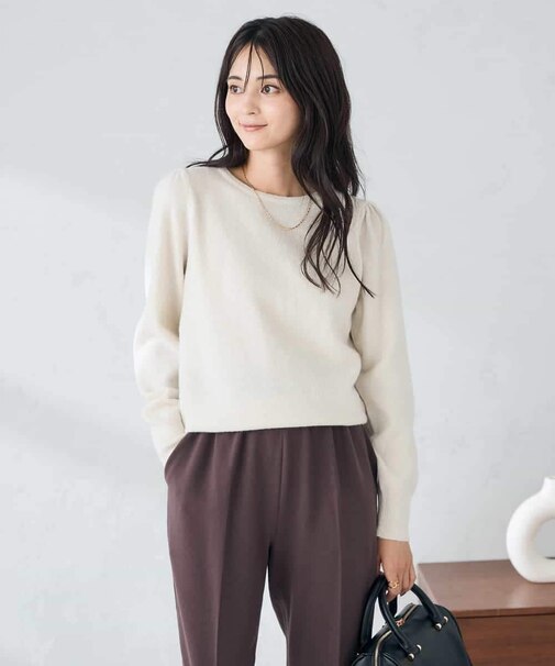 スパンコール混クルーネックニット