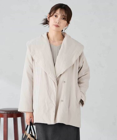 ショールカラー中綿コート