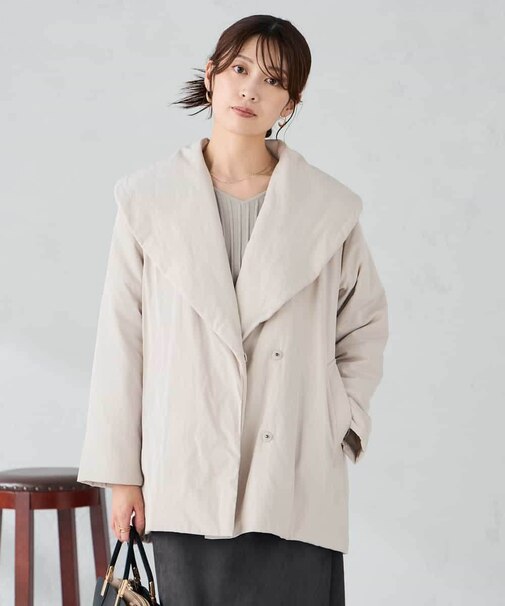 ショールカラー中綿コート