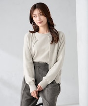 スパンコール混クルーネックカーディガン