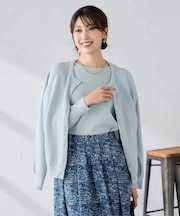 スパンコール混クルーネックカーディガン