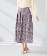 【洗える】ツイードプリントフレアスカート
