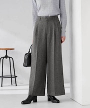 【マシンウォッシャブル】ツイード調ワイドパンツ