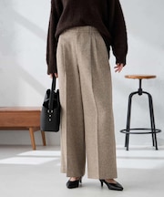 【マシンウォッシャブル】ツイード調ワイドパンツ