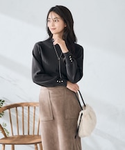 プチハイネック針抜きニット