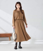 【洗える】セットアップ見えサテンワンピース