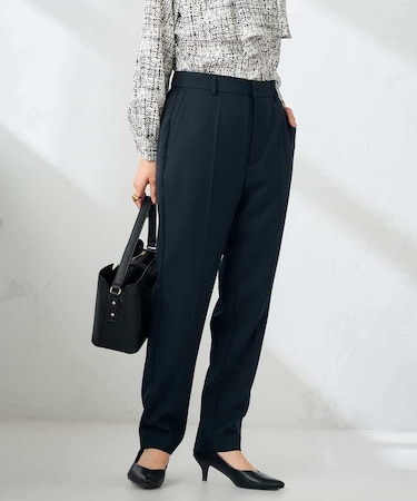 【洗える/イージーケア/ストレッチ】パウダーツイルテーパードパンツ