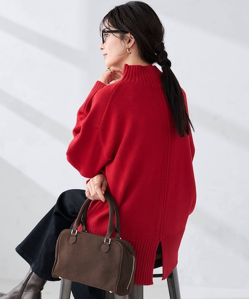 【洗える/静電気が起きにくい/雑誌InRed(宝島社)12月号掲載】バックスリットニット