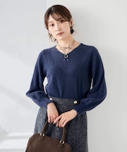 ヘアリーラメVネックニット