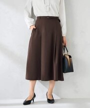 【洗える/イージーケア/ストレッチ】パウダーツイルフレアスカート