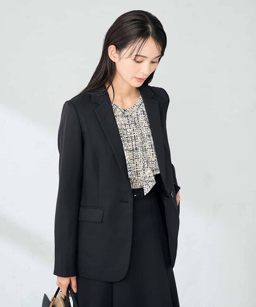 【洗える/イージーケア/ストレッチ】パウダーツイルテーラードジャケット