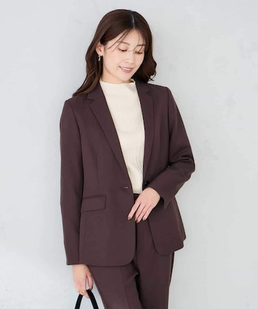 【洗える/イージーケア/ストレッチ】パウダーツイルテーラードジャケット