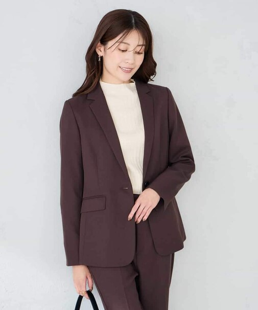 【洗える/イージーケア/ストレッチ】パウダーツイルテーラードジャケット