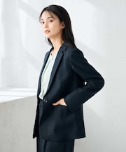 【洗える/イージーケア/ストレッチ】パウダーツイルテーラードジャケット