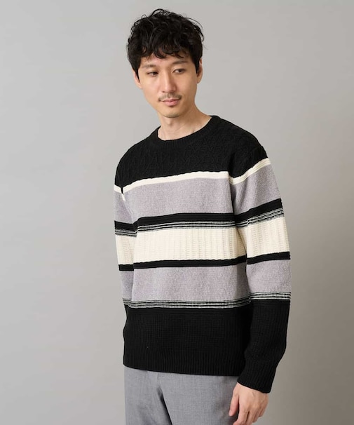 【雑誌MonoMax12月号掲載】モールボーダークルーネックニット【洗濯機で洗える】