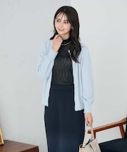 ヘアリーラメクルーネックカーディガン