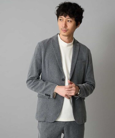 【雑誌MonoMax12月号掲載】LANATECヘリンボーンテーラードジャケット【イージーケア/毛玉になりにくい/洗濯機で洗える/ストレッチ】