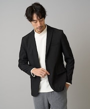 【イージーケア】デニムライクストレッチ裏起毛テーラードジャケット【洗濯機で洗える】〈ON/OFF SERIES〉