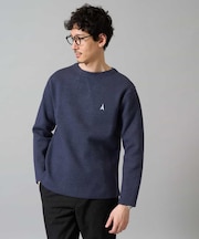 【洗濯機で洗える】ワンポイント刺繍ボートネックニット